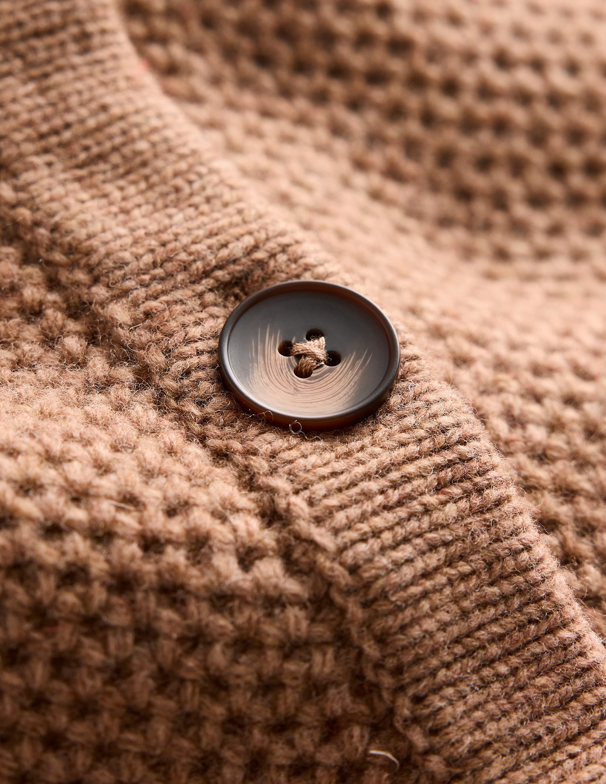Textured Stitch Cardigan-Praline Brown - Image 6