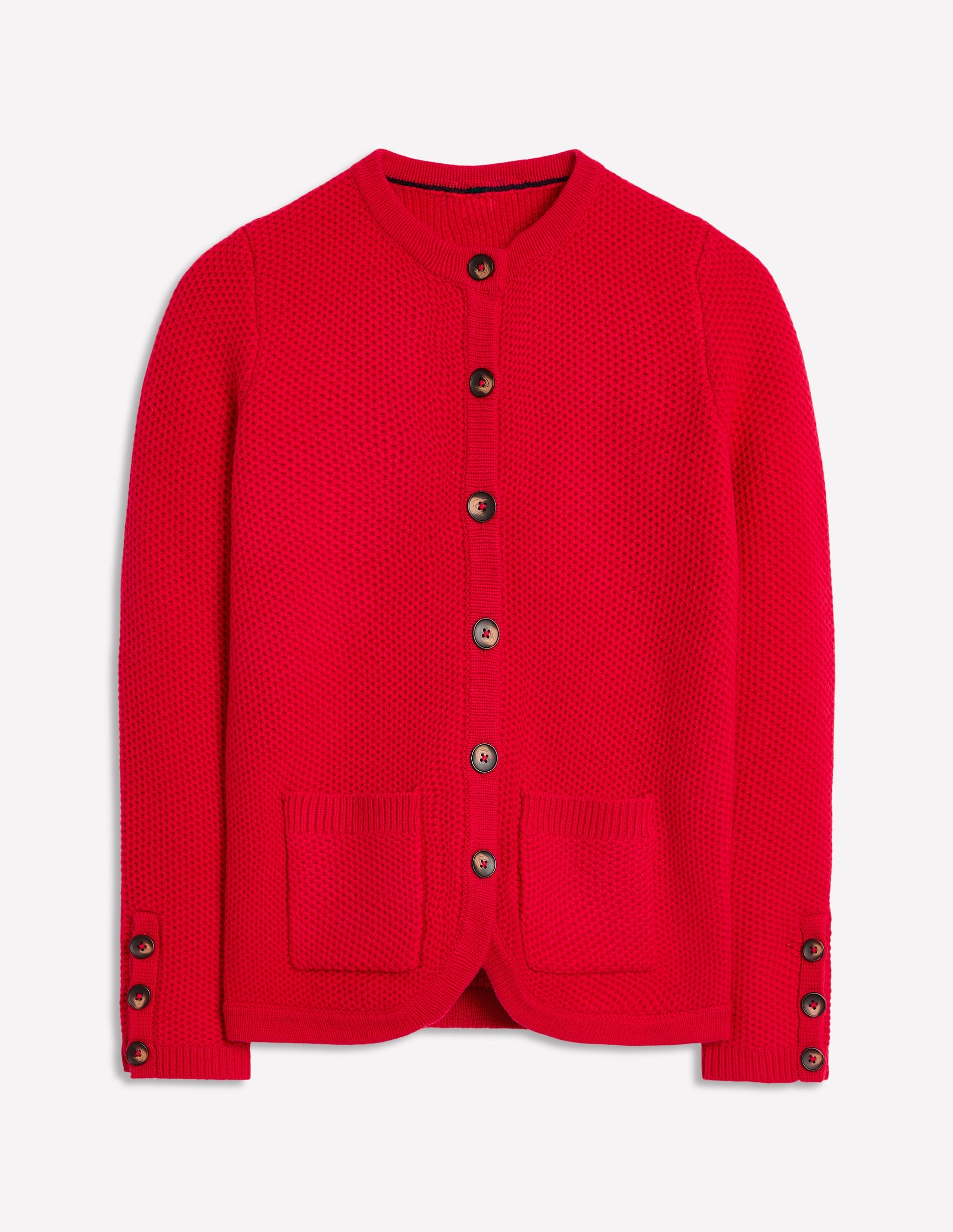 Textured Stitch Cardigan-Rouge Red - Image 5