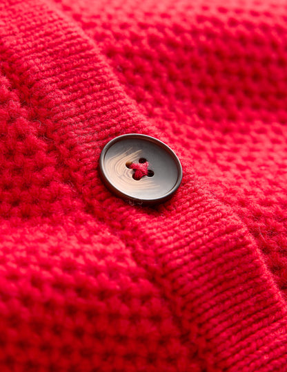 Textured Stitch Cardigan-Rouge Red