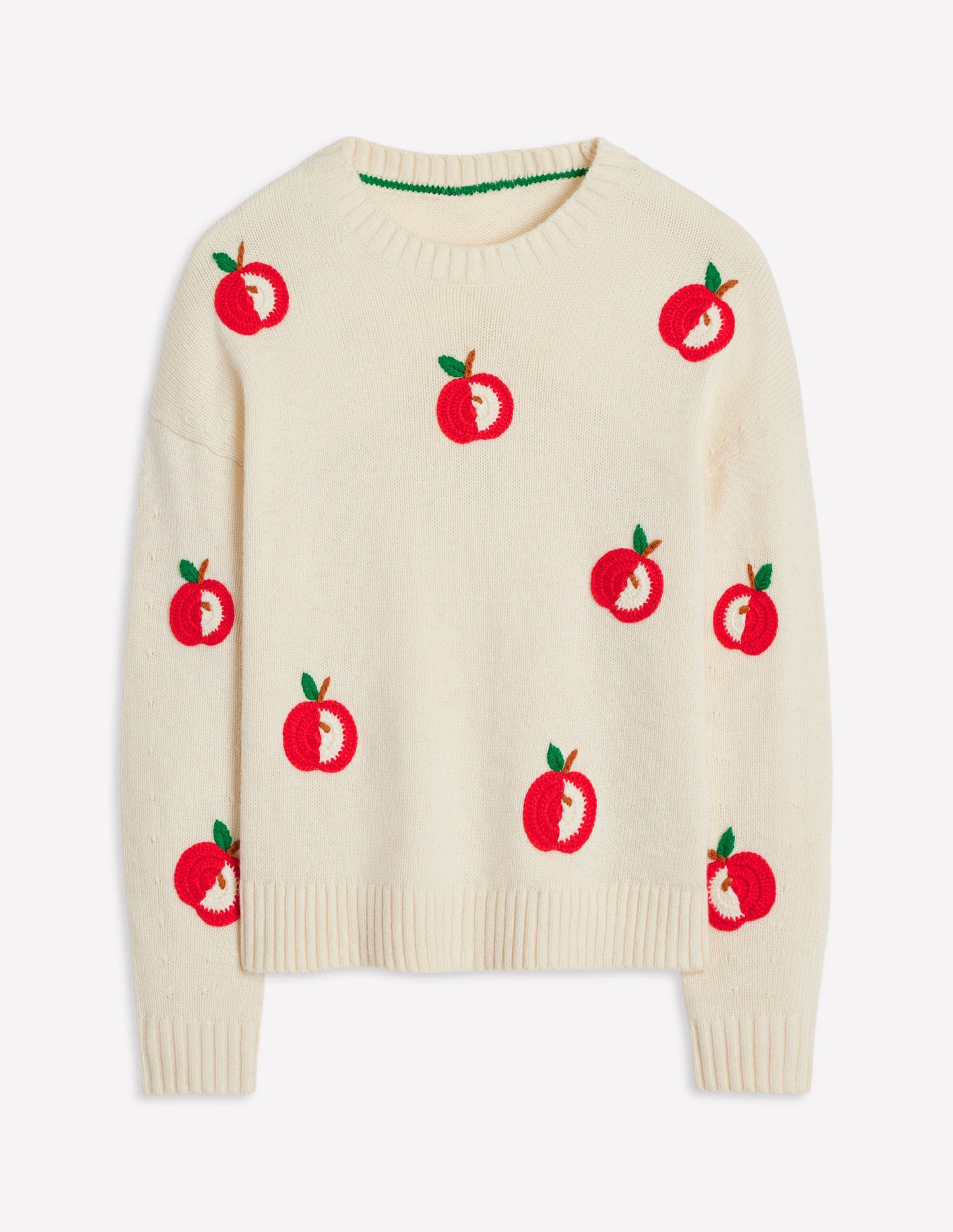 Natalie Embroidered Jumper-Warm Ivory, Apples