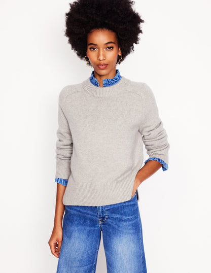 Wide Sleeve Cashmere Jumper-Mink Melange