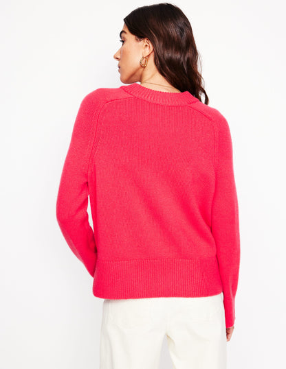 Wide Sleeve Cashmere Jumper-Camelia Pink