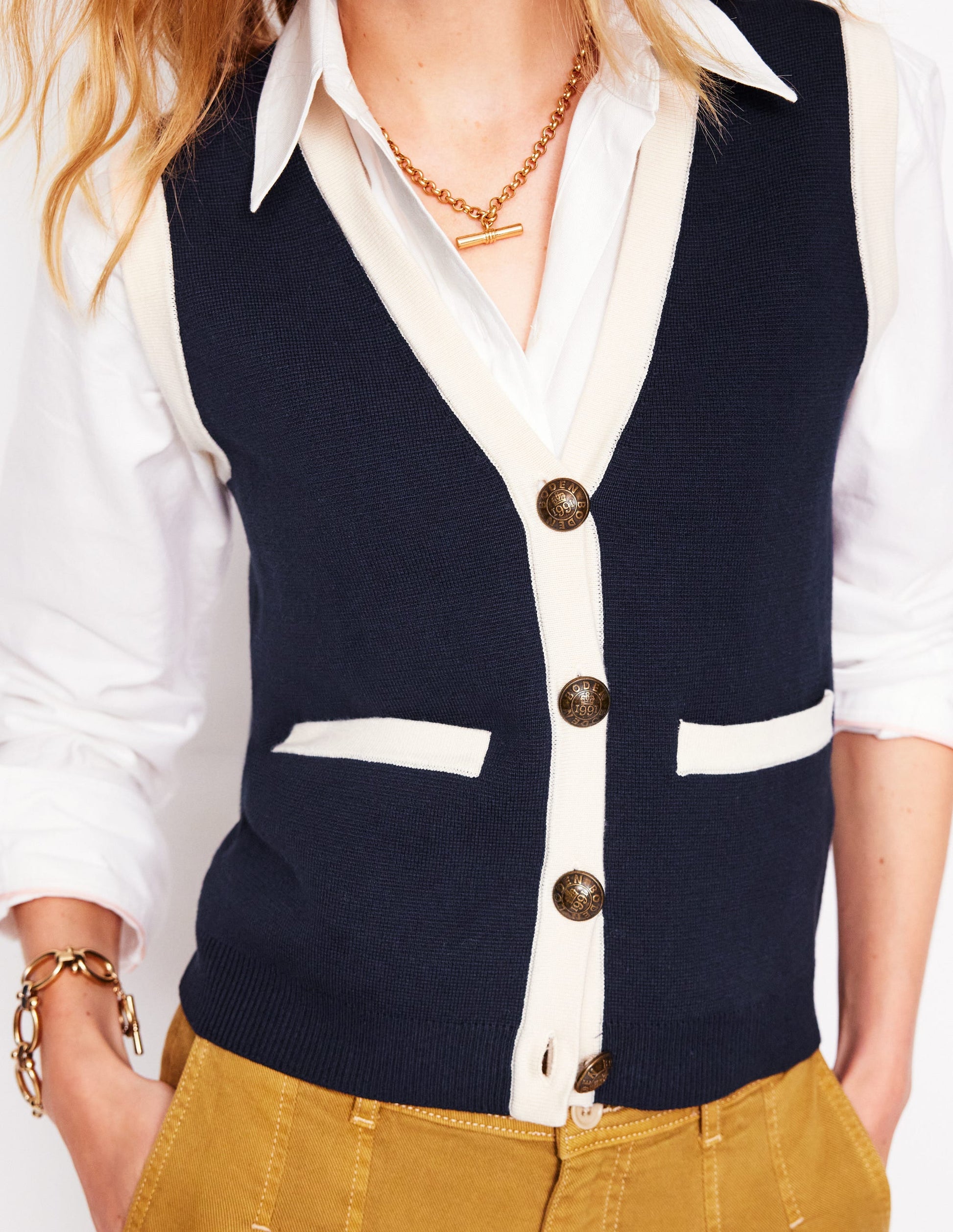 Holly Knitted Waistcoat-Navy-2