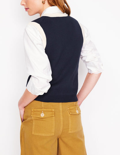 Holly Knitted Waistcoat-Navy-3