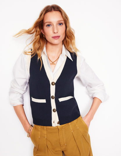 Holly Knitted Waistcoat-Navy-4