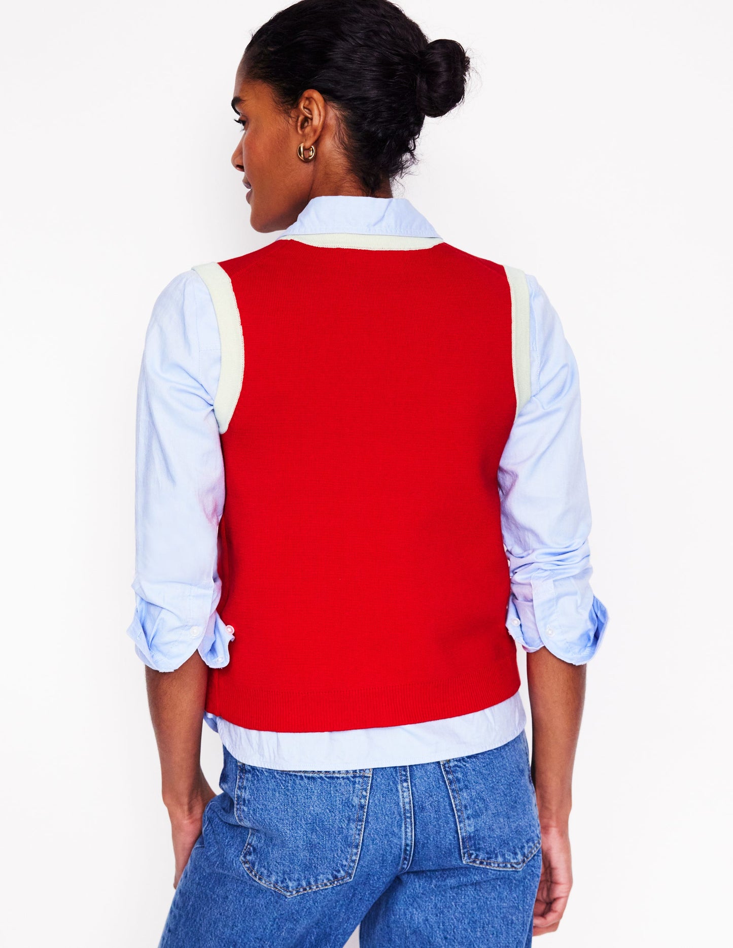 Holly Knitted Waistcoat-Poppy Red