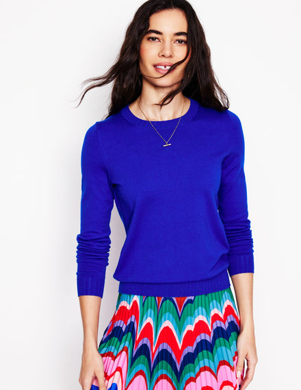 Emilia Cotton Crew Jumper-Bright Blue