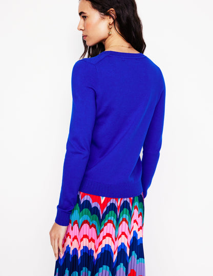 Emilia Cotton Crew Jumper-BLUE