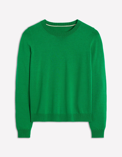 Emilia Cotton Crew Jumper-GREEN