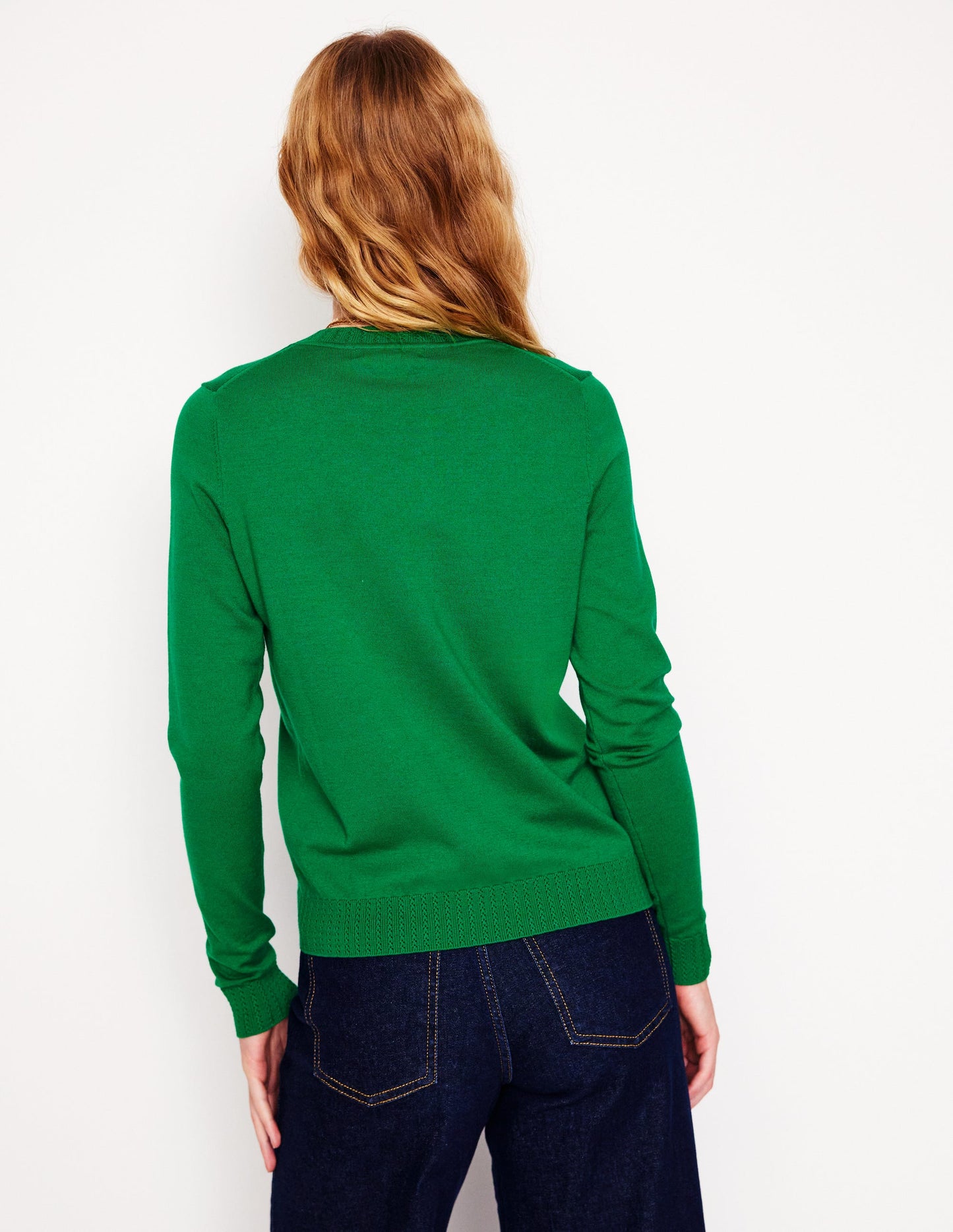 Emilia Cotton Crew Jumper-GREEN