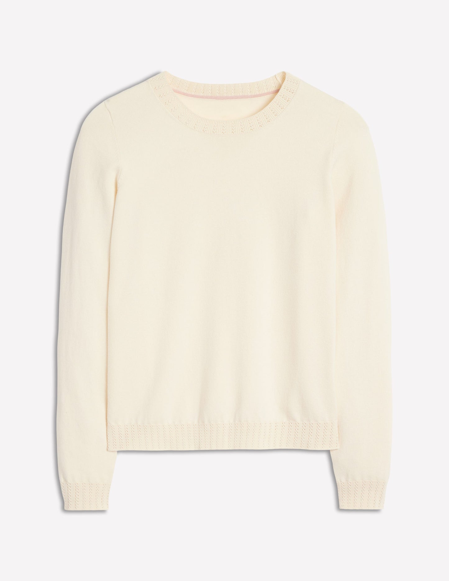 Emilia Cotton Crew Jumper-Warm Ivory