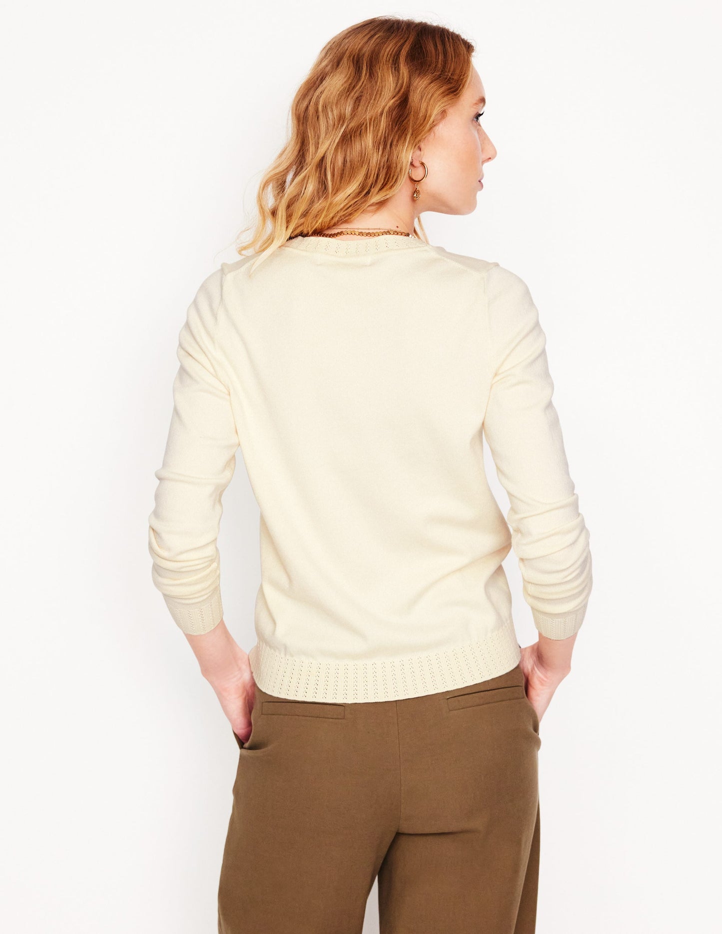 Emilia Cotton Crew Jumper-Warm Ivory