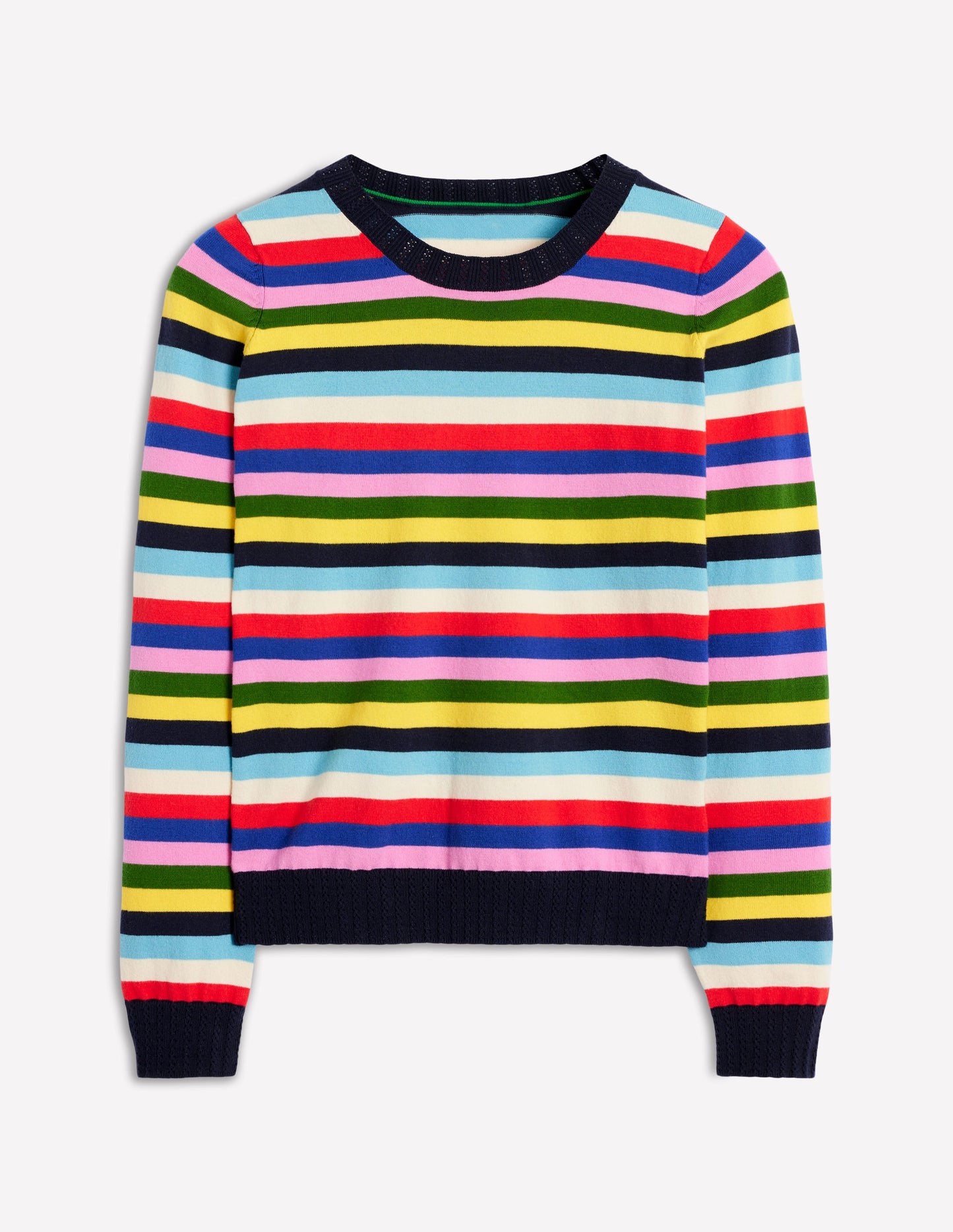 Emilia Cotton Crew Jumper-Poppy Red, Blue Multi