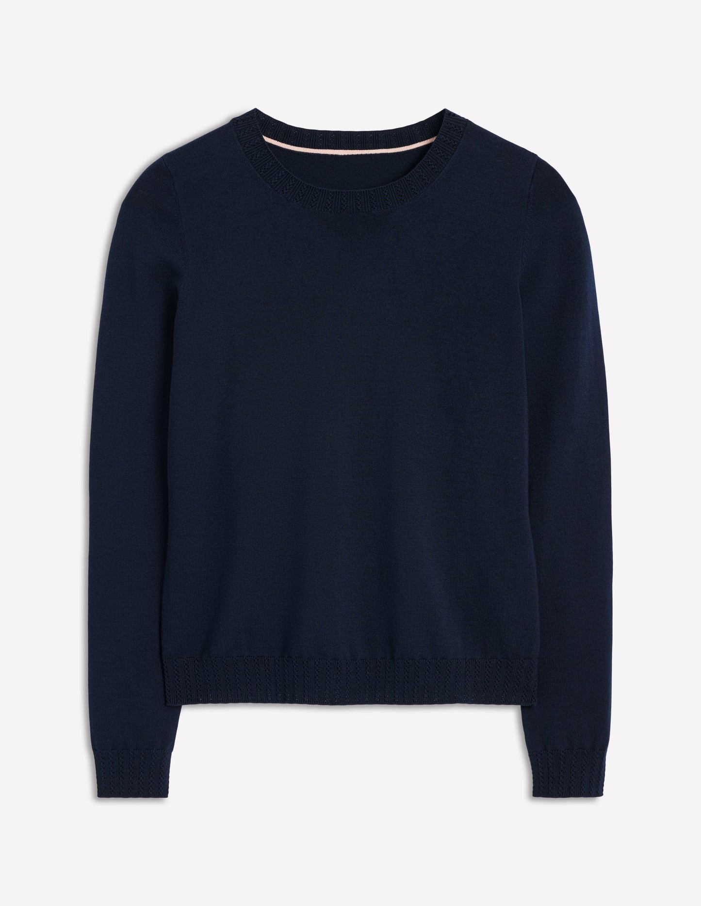 Emilia Cotton Crew Jumper-Navy