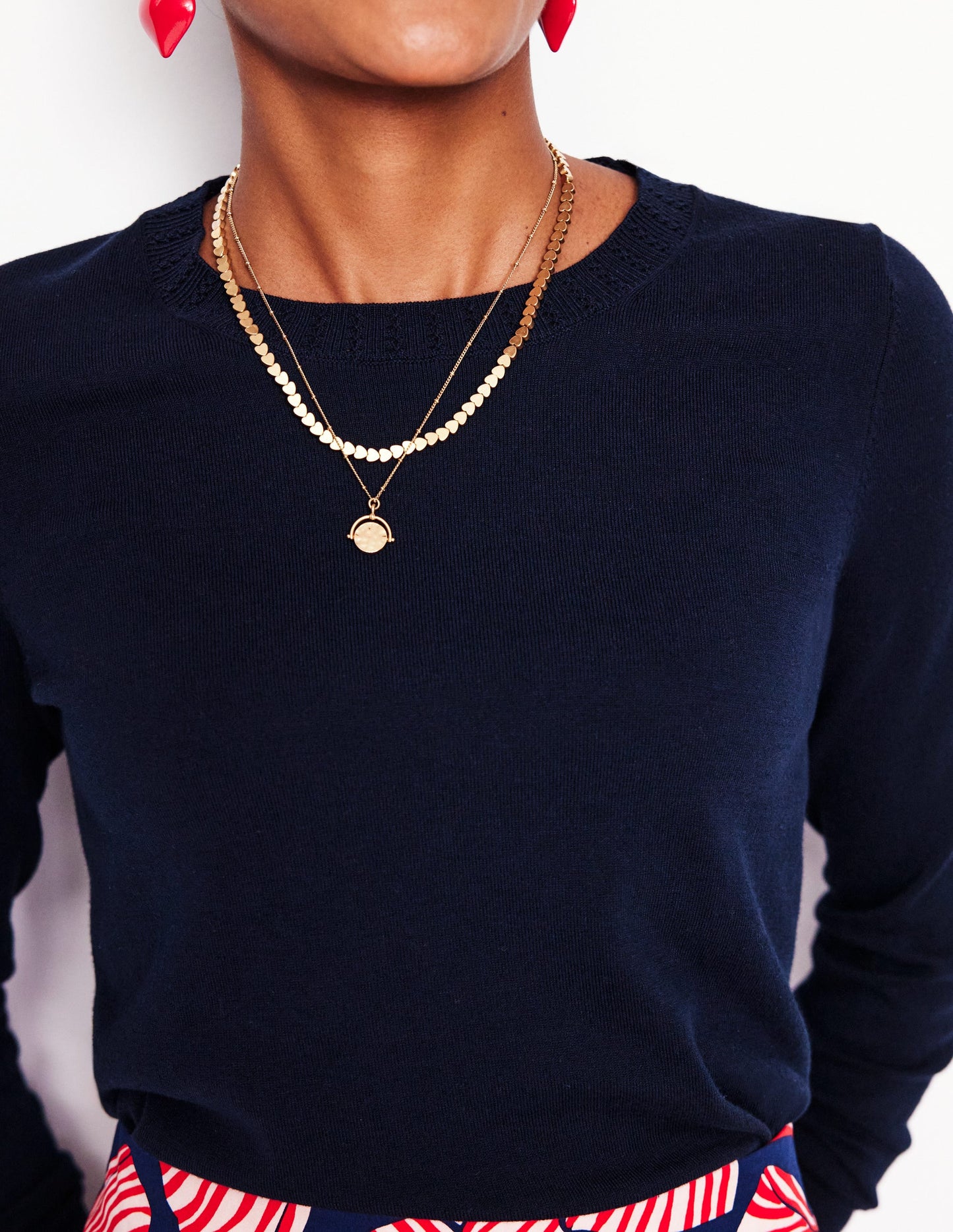 Emilia Cotton Crew Jumper-Navy