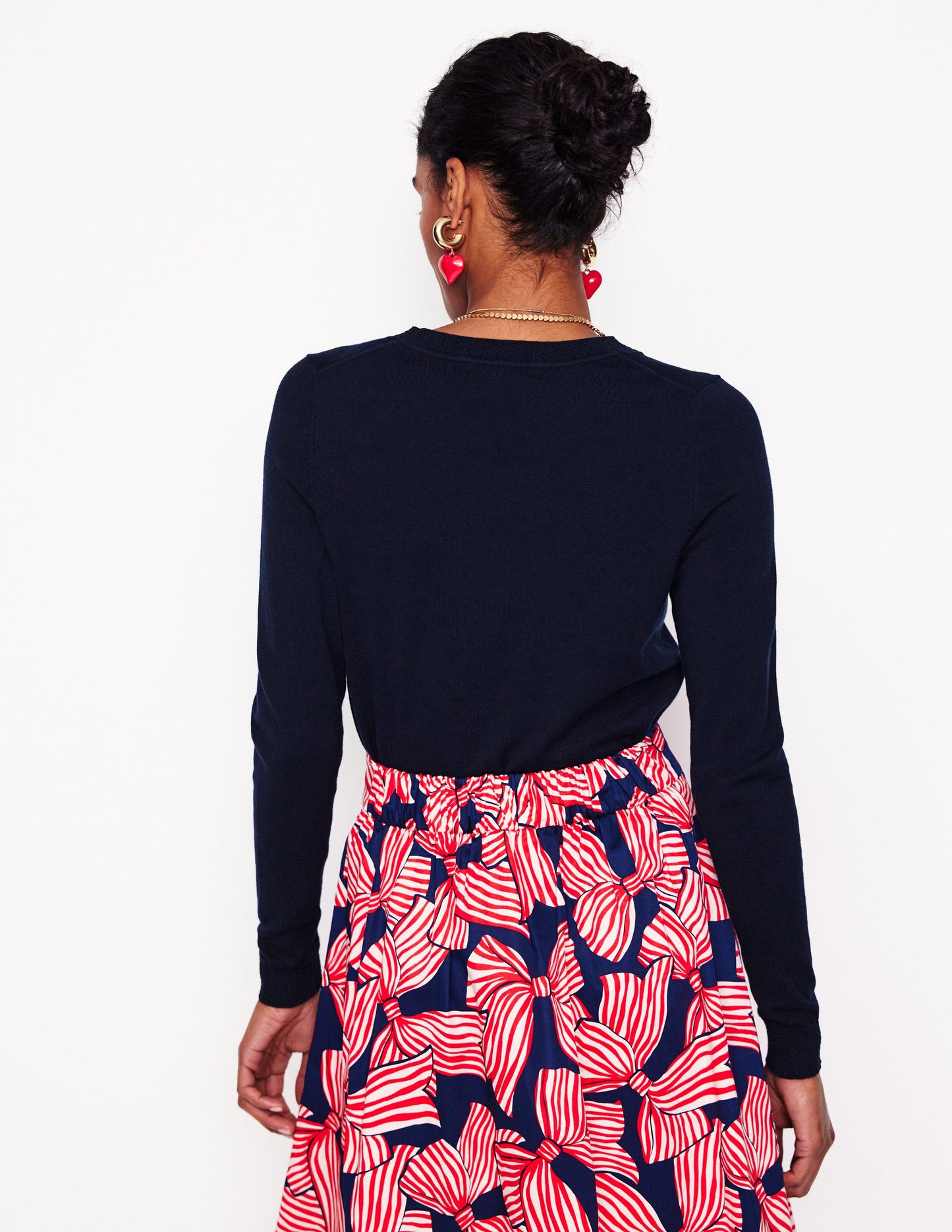 Emilia Cotton Crew Jumper-Navy