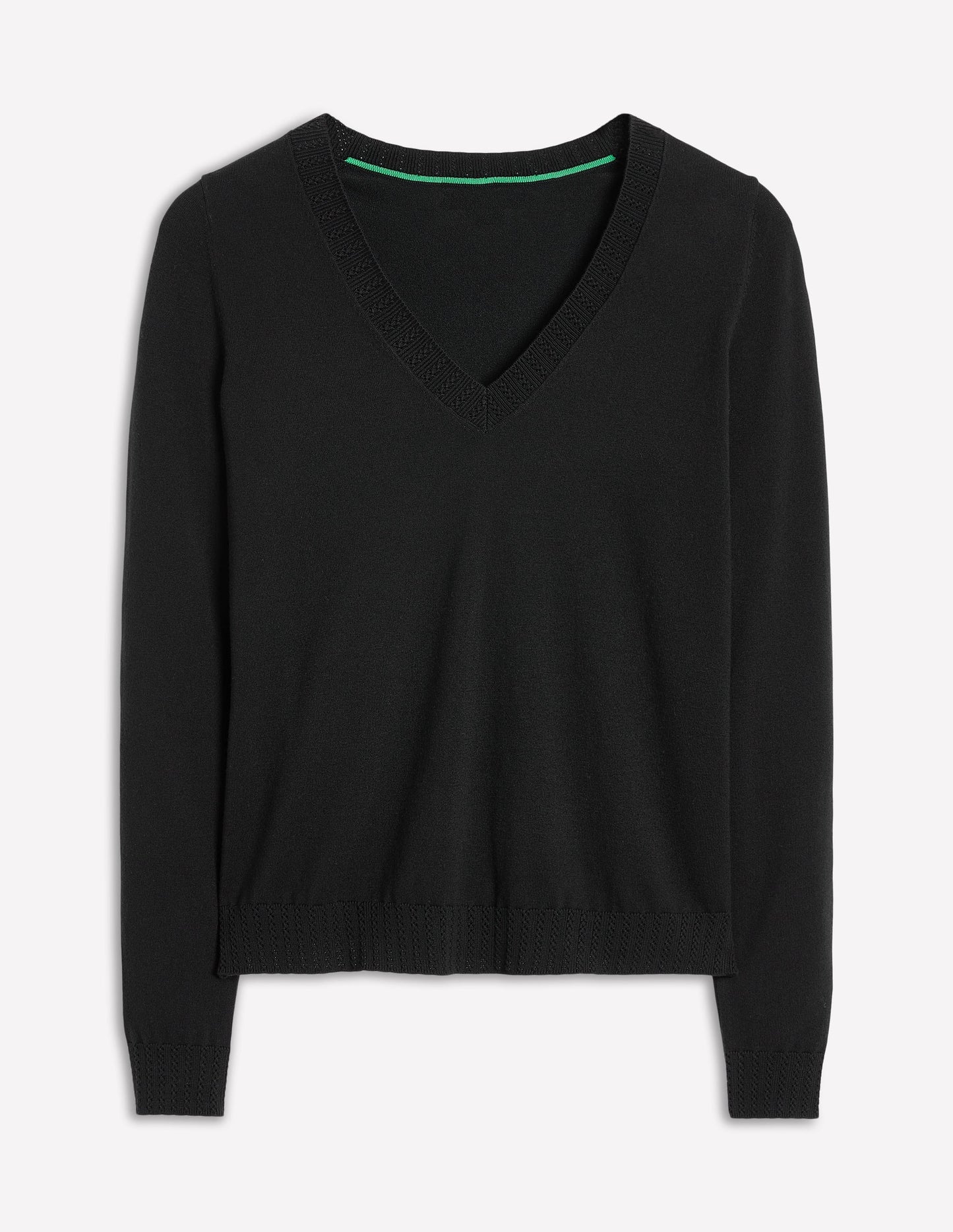 Emilia Cotton V Neck Jumper-Black