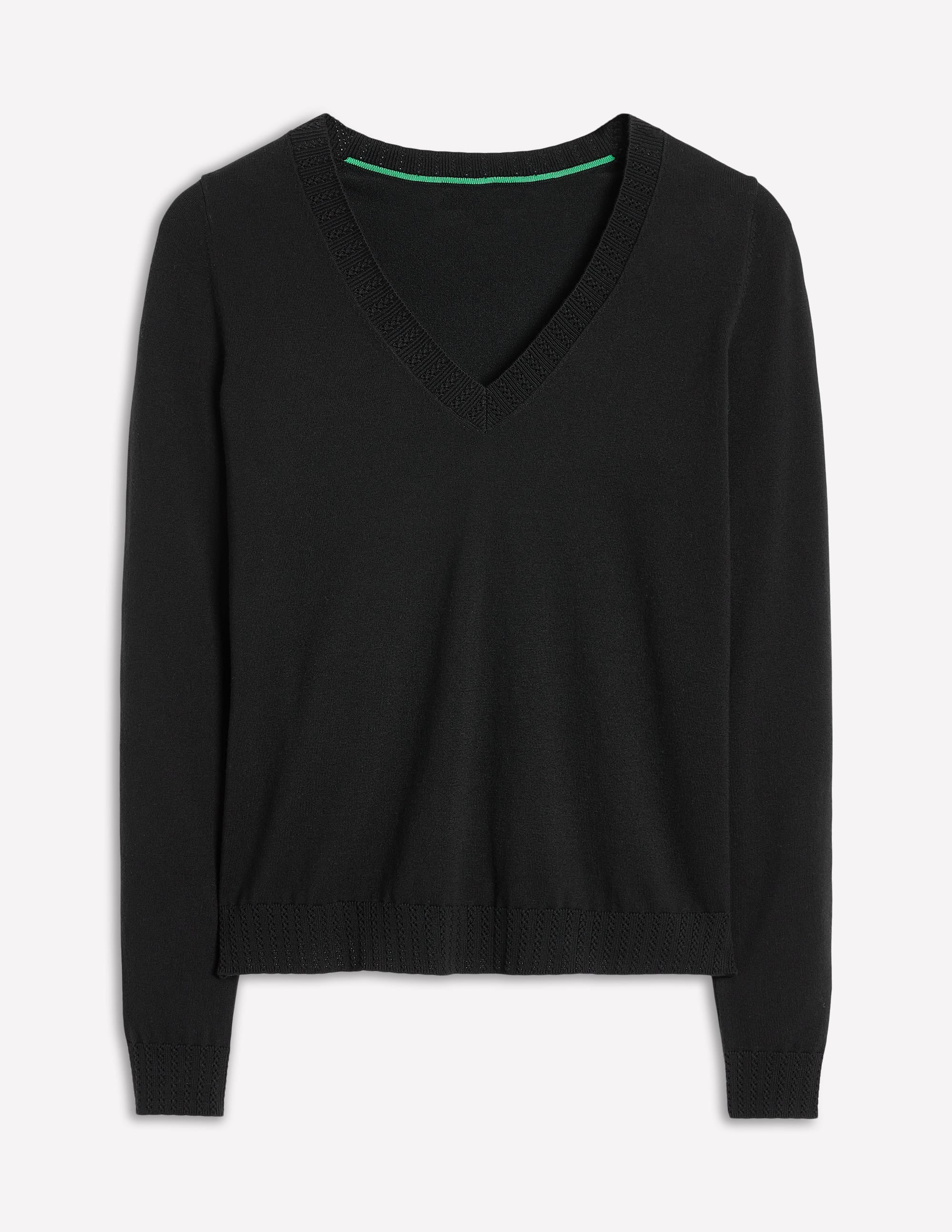 Emilia Cotton V-Neck Jumper-Black - Image 5