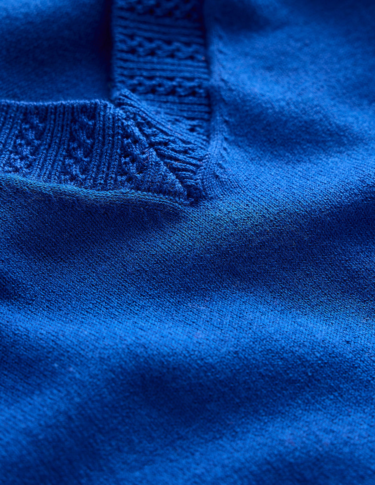 Emilia Cotton V-Neck Jumper-Bright Blue - Image 6