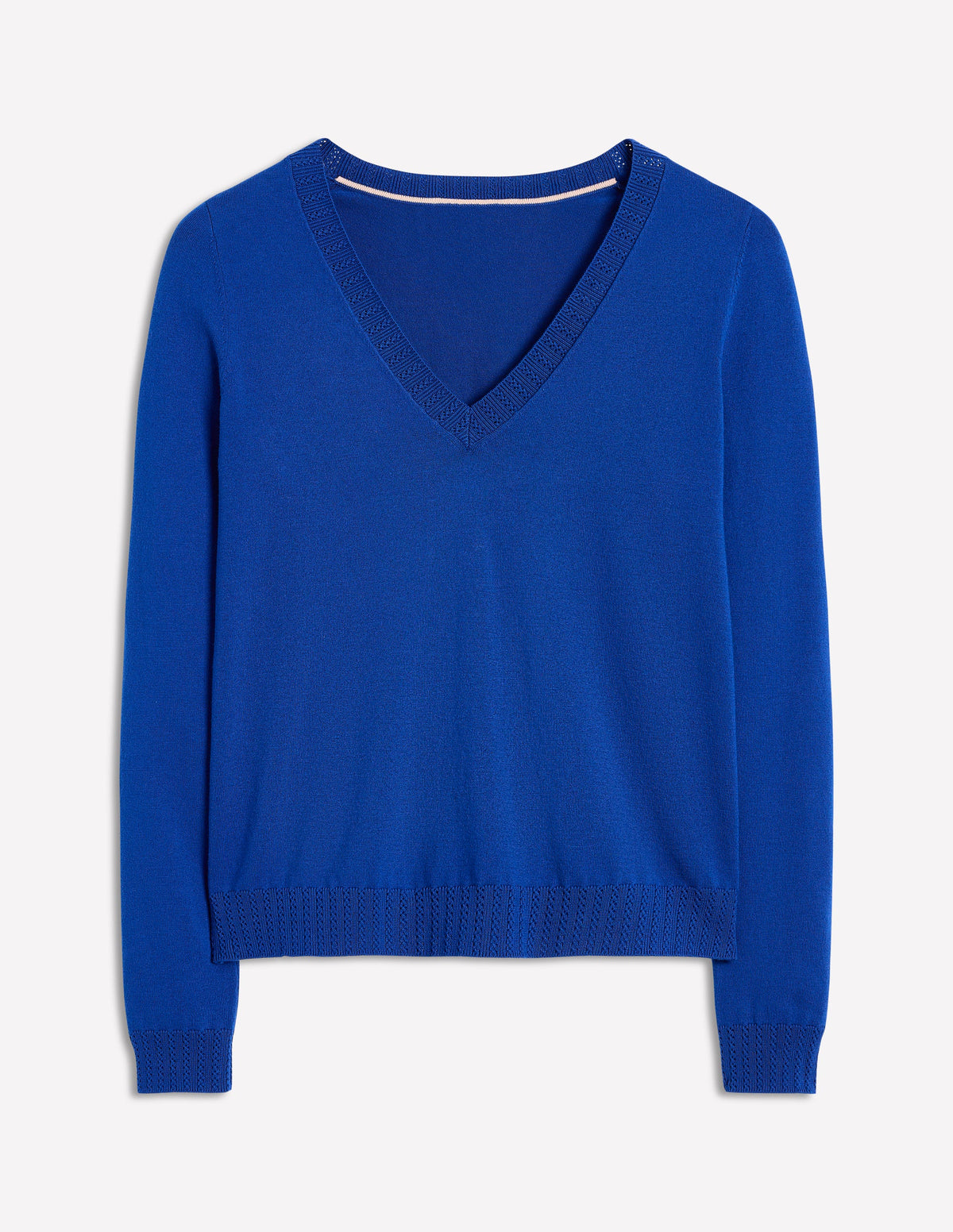 Emilia Cotton V-Neck Jumper-Bright Blue - Image 5