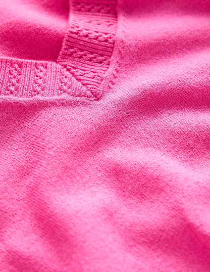 Emilia Cotton V Neck Jumper-Tickled Pink