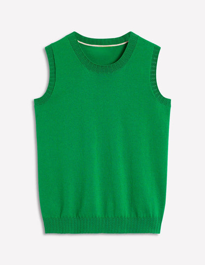 Emilia Cotton Crew Neck Tank-GREEN