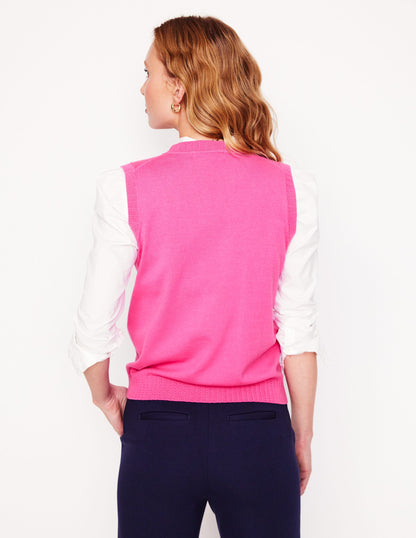 Emilia Cotton Crew Neck Tank-PINK