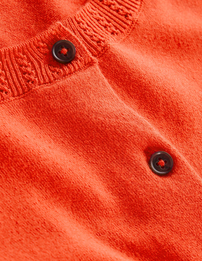 Emilia Cotton Crew Cardigan-Mandarin Orange