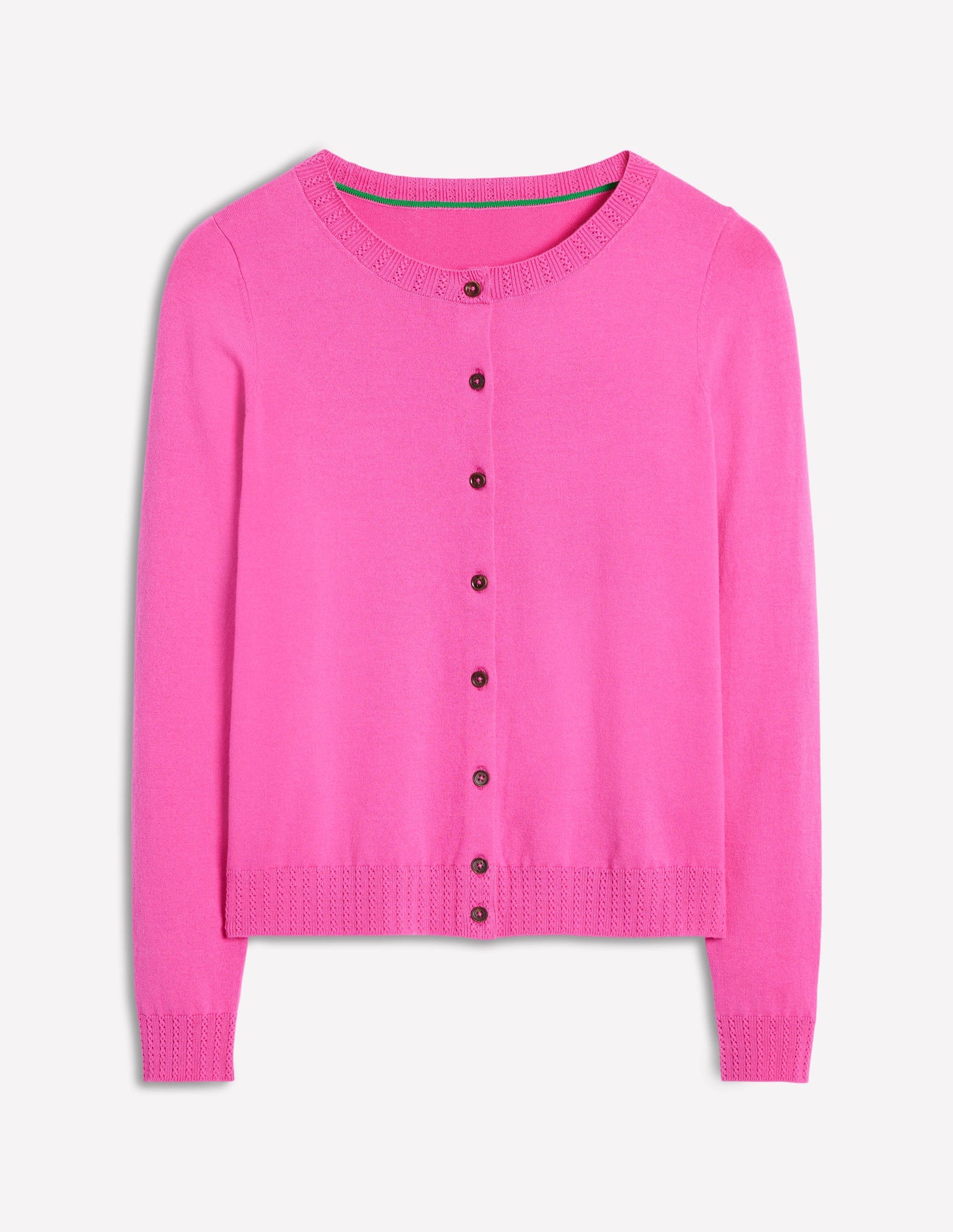 Emilia Cotton Crew Cardigan-PINK