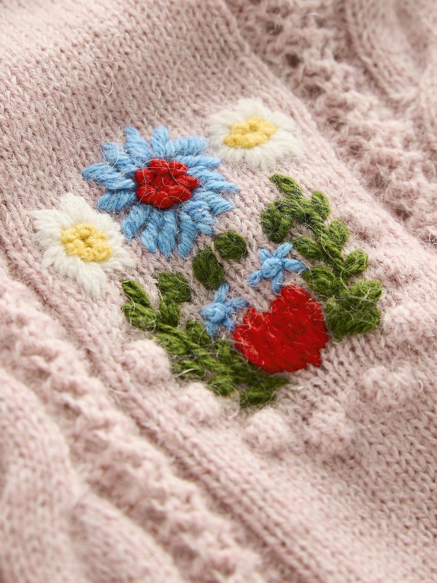 Fluffy Embroidered Jumper-Soft Lavender Pink