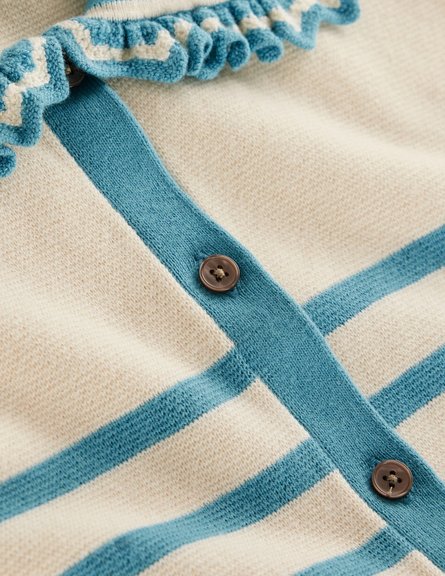 Jessie Frill Collared Cardigan-Ivory, Duck Egg Blue Stripe