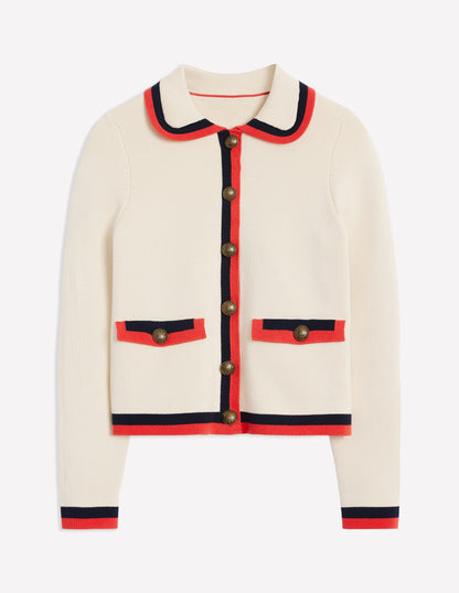 Holly Collared Knitted Jacket-Warm Ivory