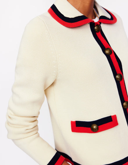 Holly Collared Knitted Jacket-Warm Ivory