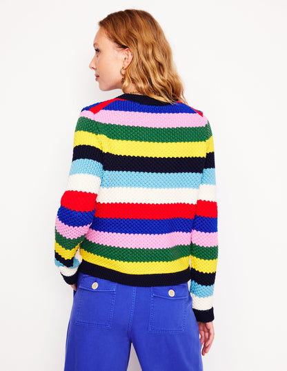 Libby Knitted Jacket-Poppy Red, Blue Multi-3