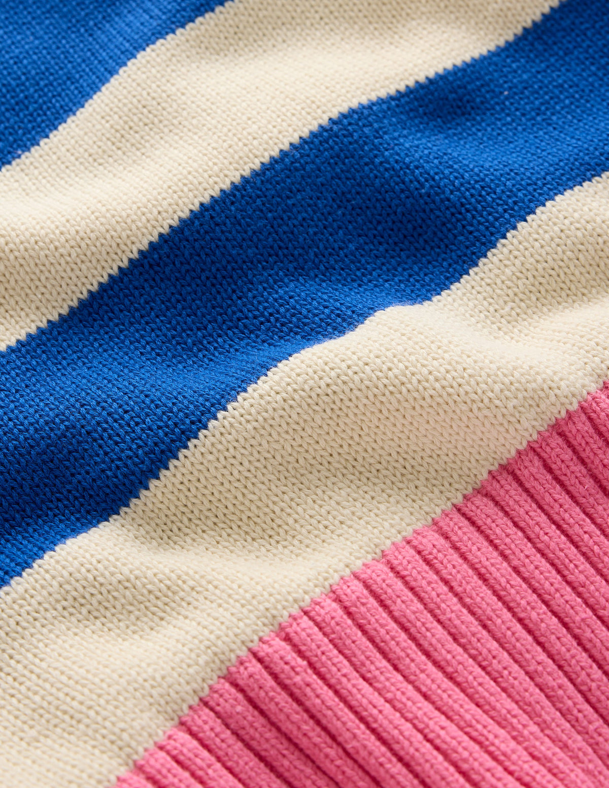 Lucinda Cotton Striped Jumper-Bright Blue, Pink Rose Cuff - Image 7