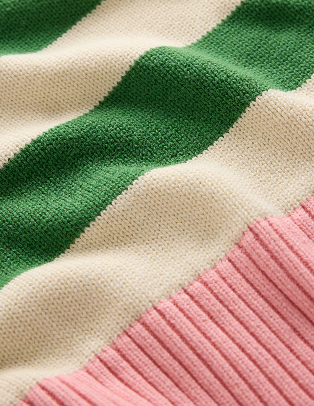 Lucinda Cotton Striped Jumper-Paradise Green, Pink Cuff - Image 6