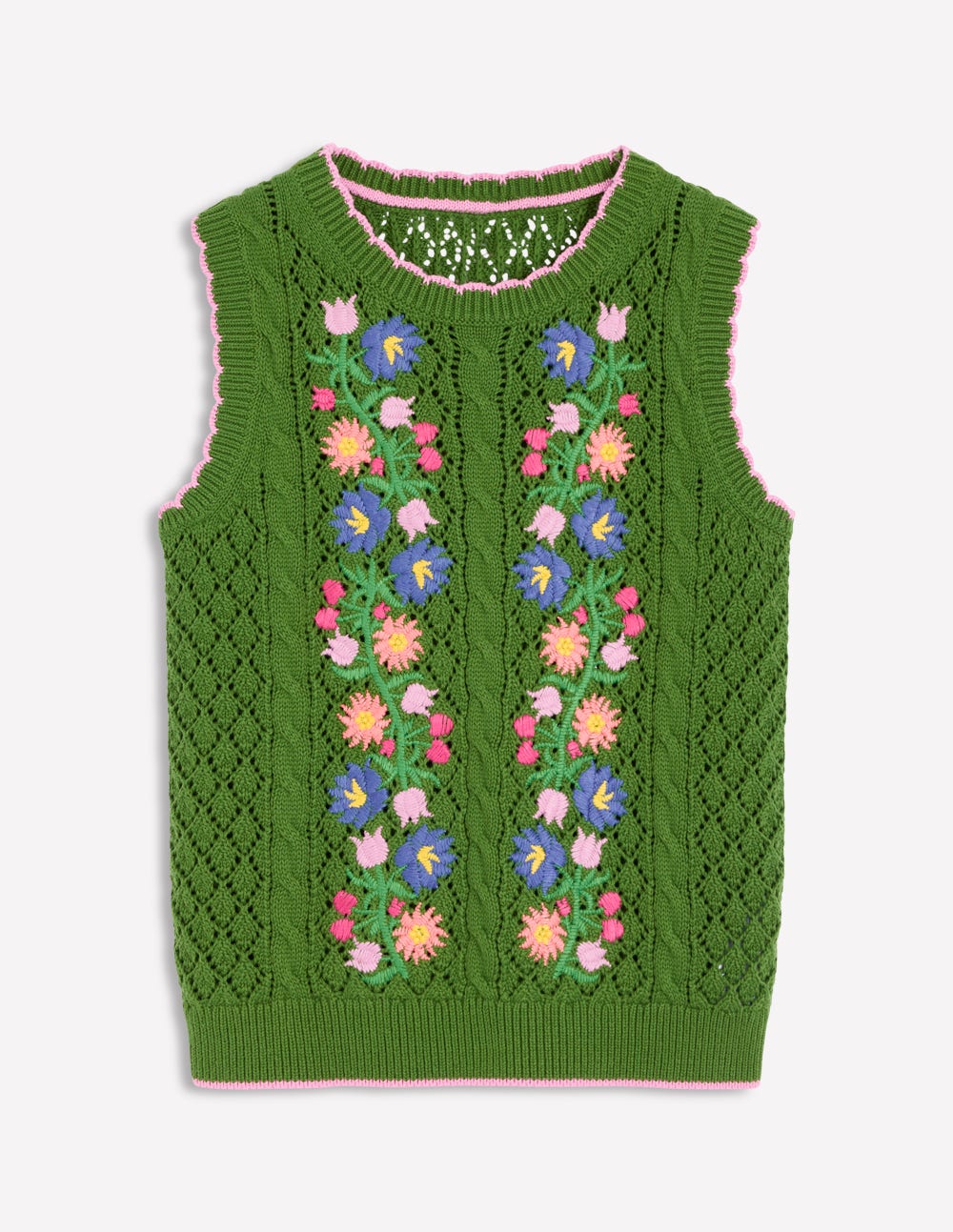 Embroidered Cotton Tank-Paradise Green - Image 6