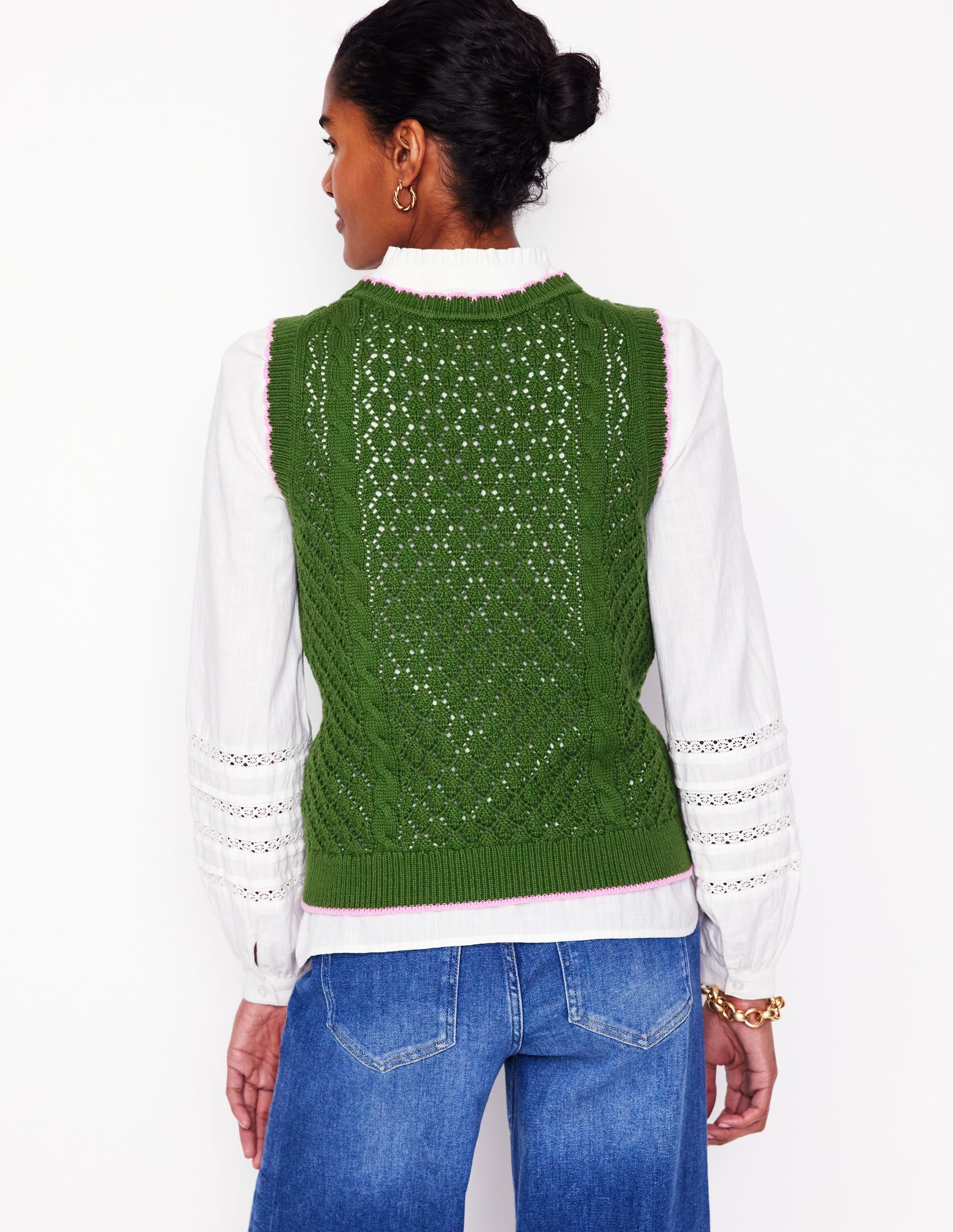 Embroidered Cotton Tank-Paradise Green - Image 4