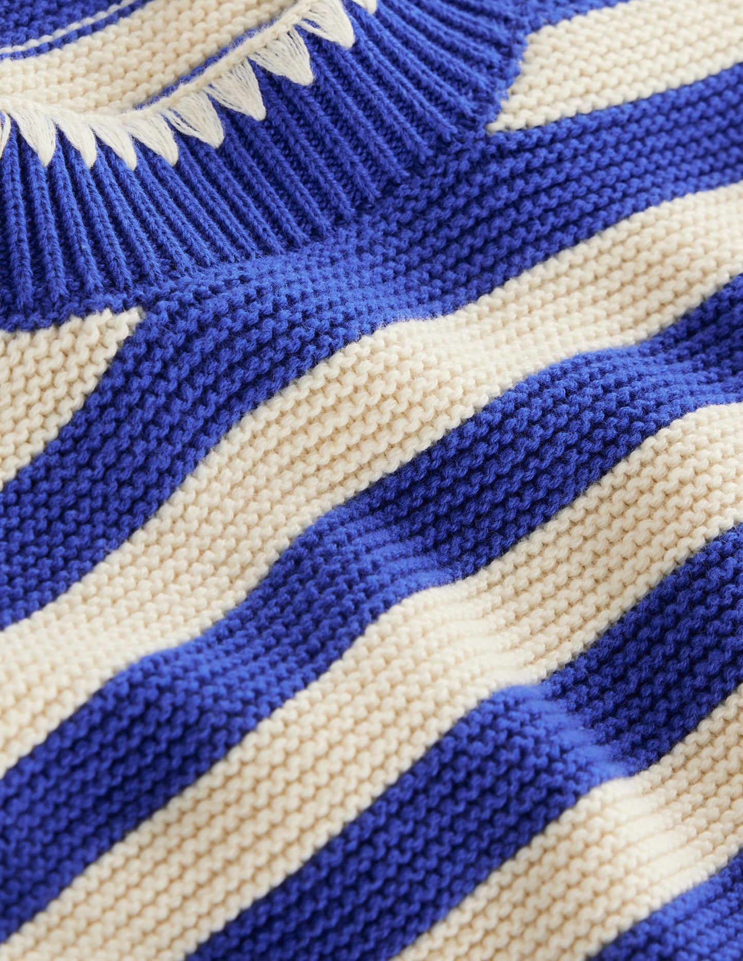 Lena Stitch Detail Jumper-Bright Blue and Ivory Stripe