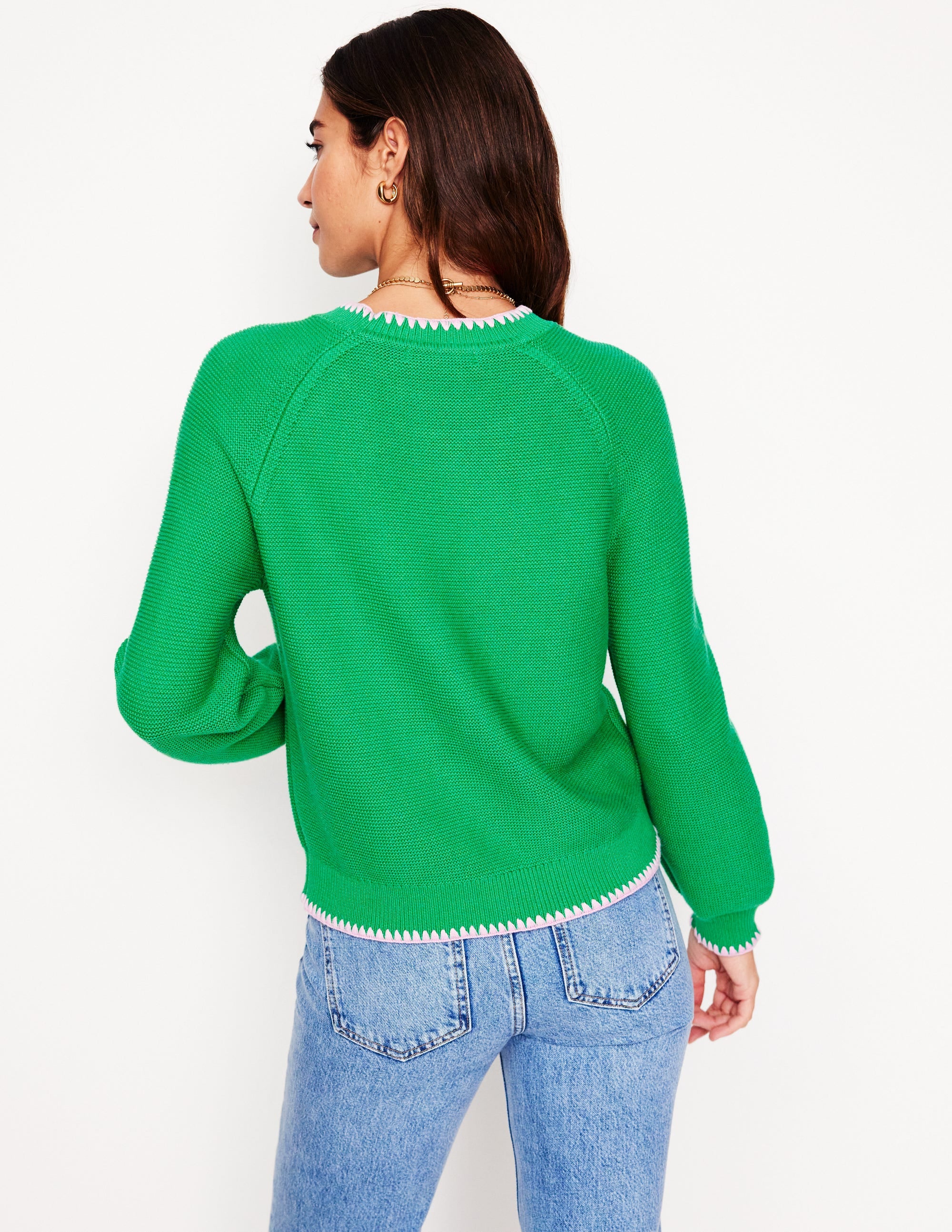 Lena Stitch Detail Jumper-Rich Emerald - Image 3