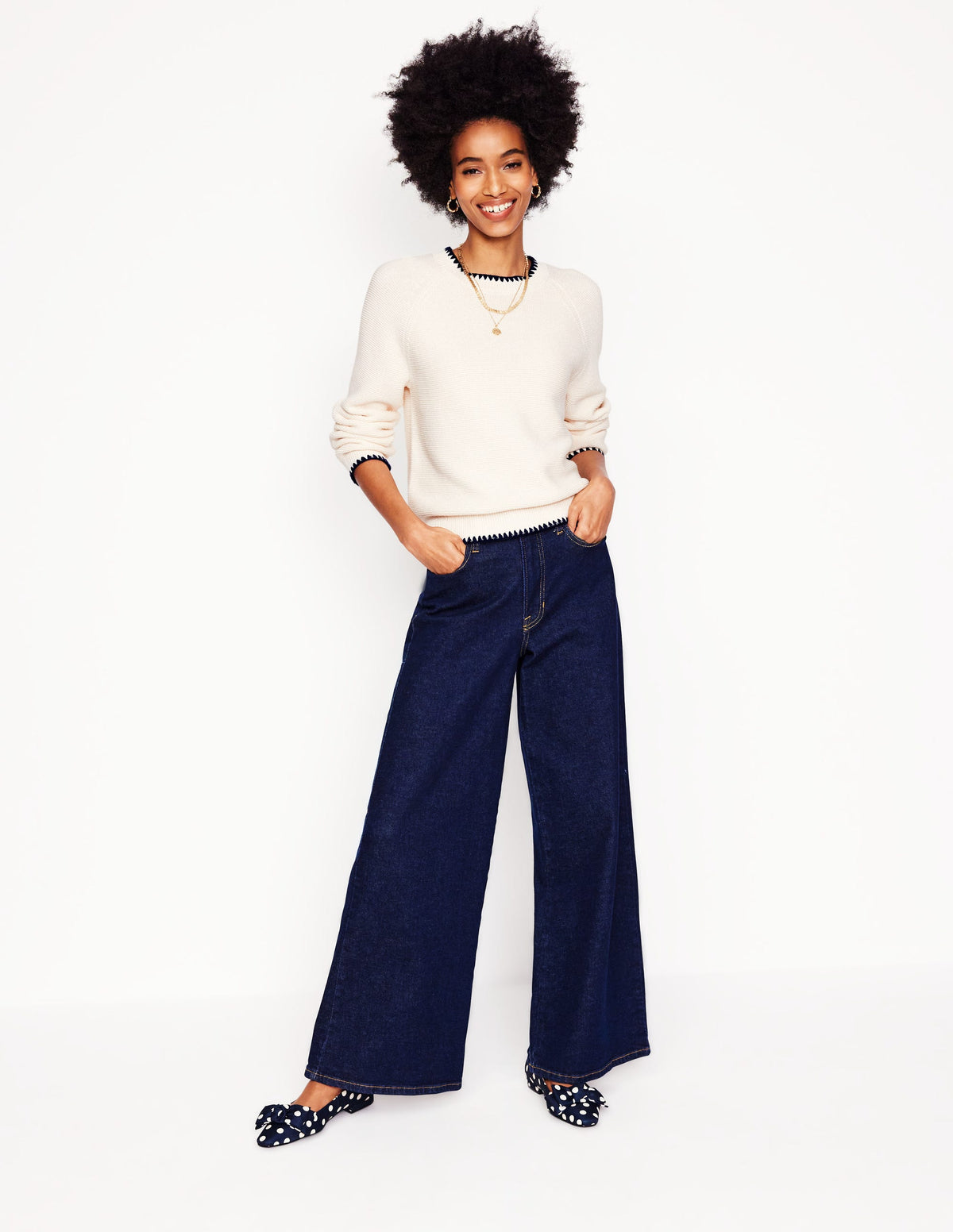 Lena Stitch Detail Jumper-Warm Ivory - Image 4