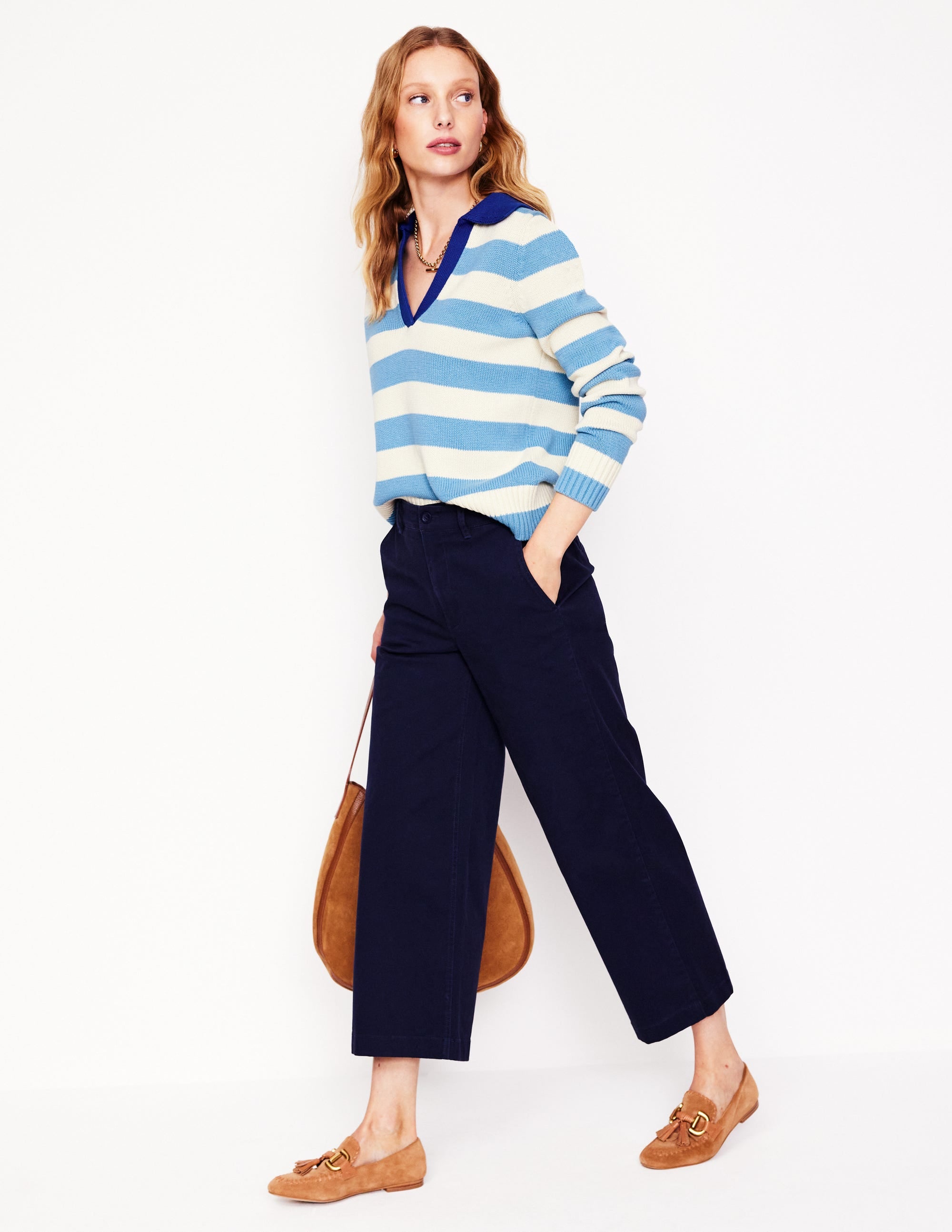 Sasha Cotton Striped Henley-Duck Egg and Ivory Stripe - Image 5