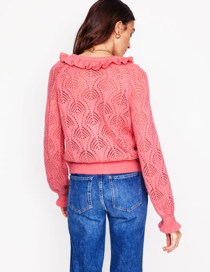 Alice Fluffy Stitch Cardigan-Salmon Pink