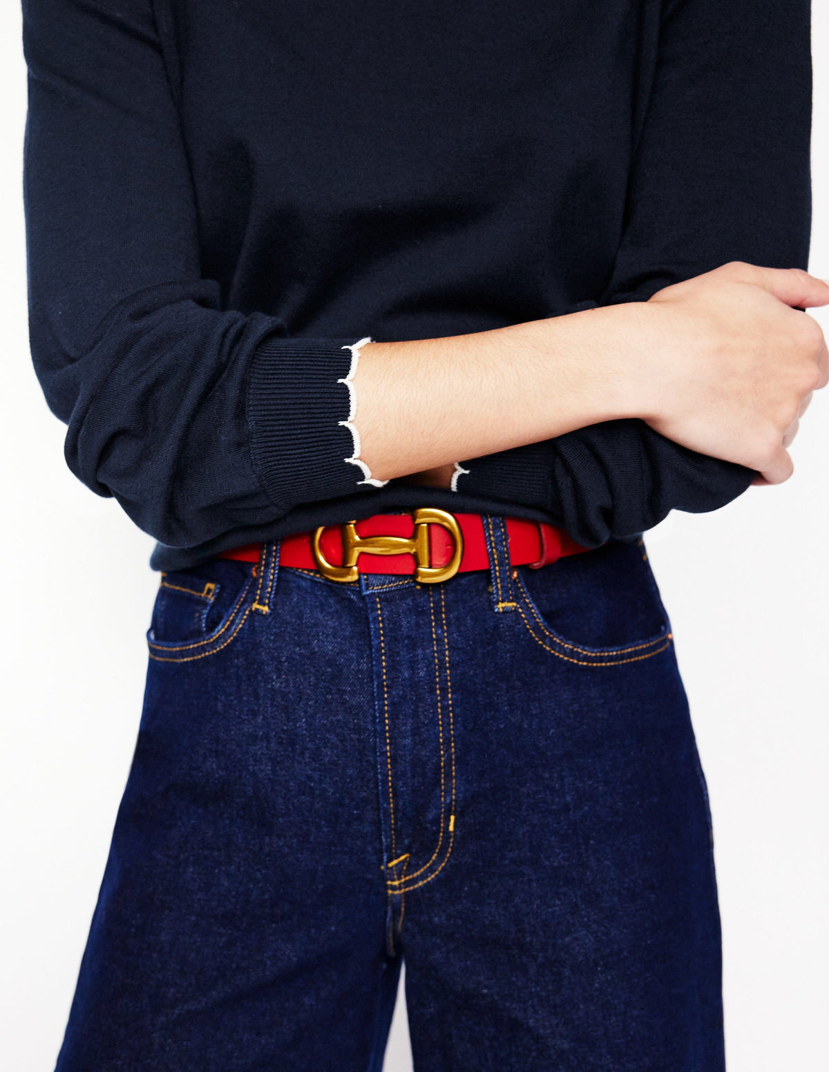 Pru Scallop Trim Jumper-Navy - Image 2