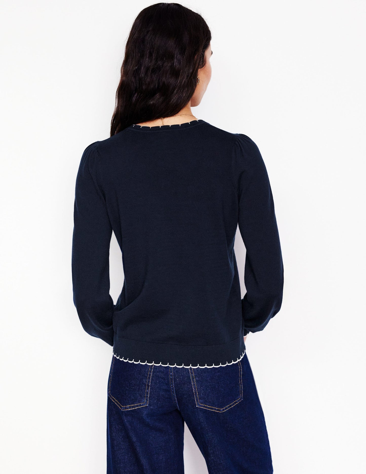 Pru Scallop Trim Jumper-Navy