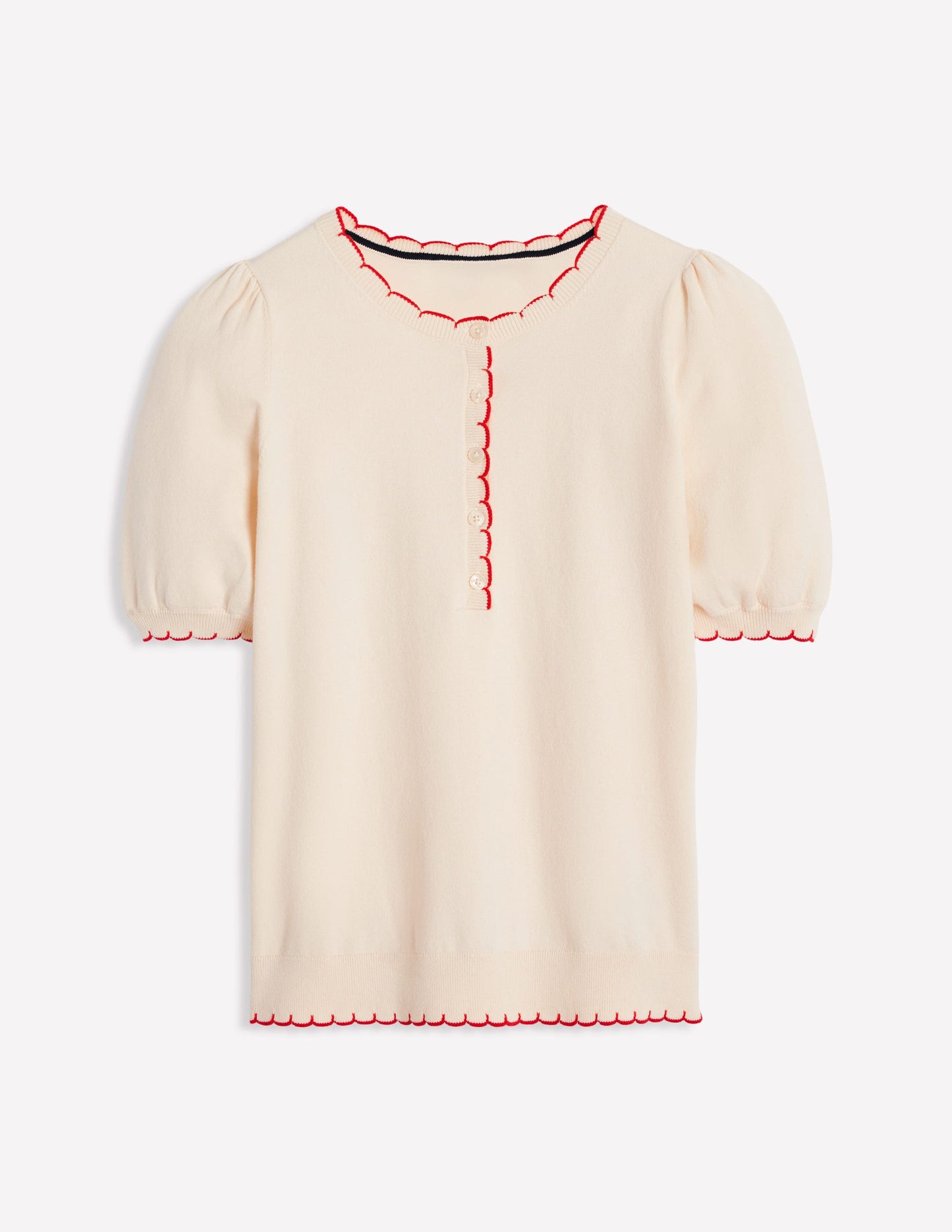 Pru Scallop Trim T-shirt-Warm Ivory