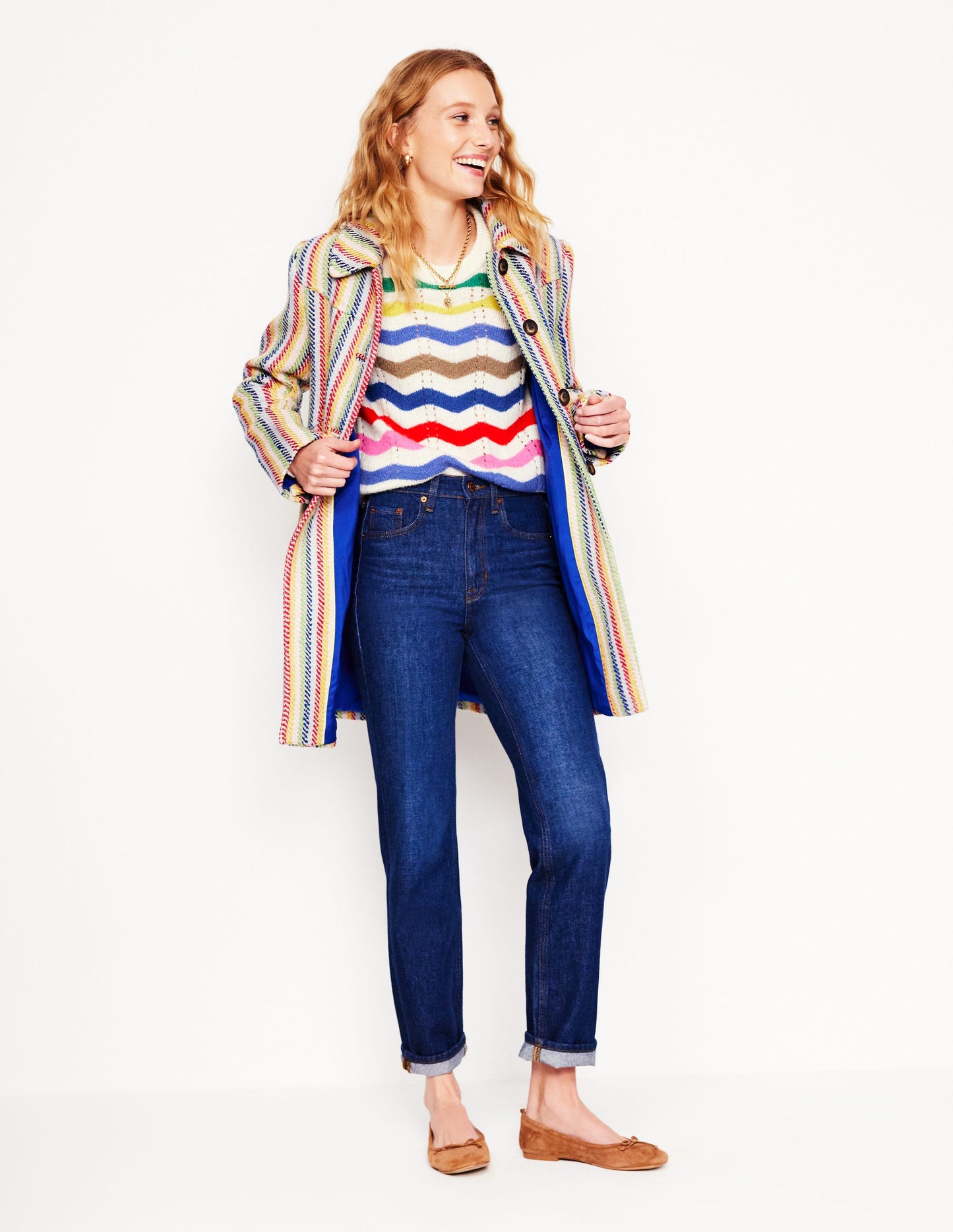 Alice Fluffy Raglan Jumper-Rainbow Wave