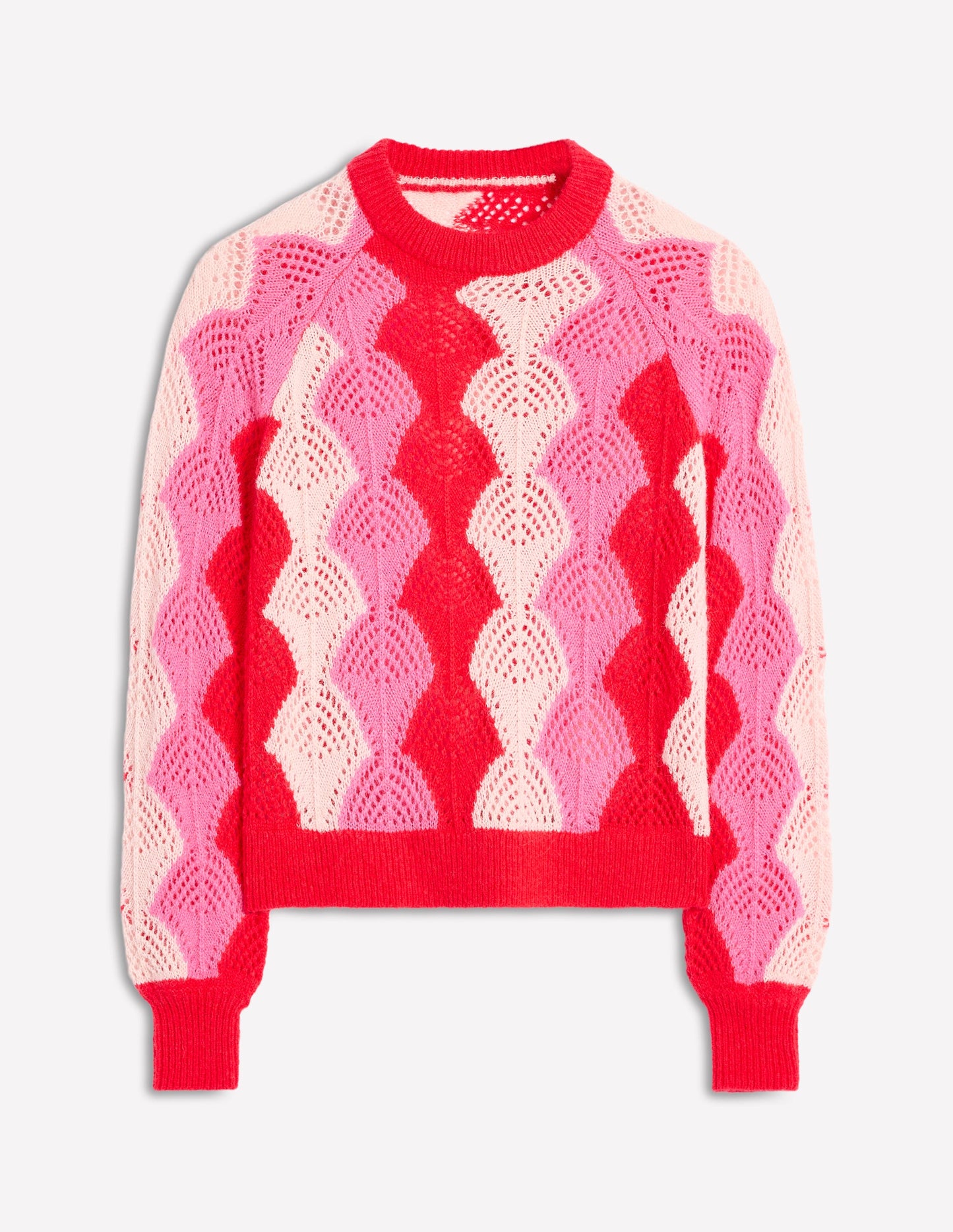 Alice Fluffy Raglan Jumper-Poppy Red/ Chalk/ Tickled Pink