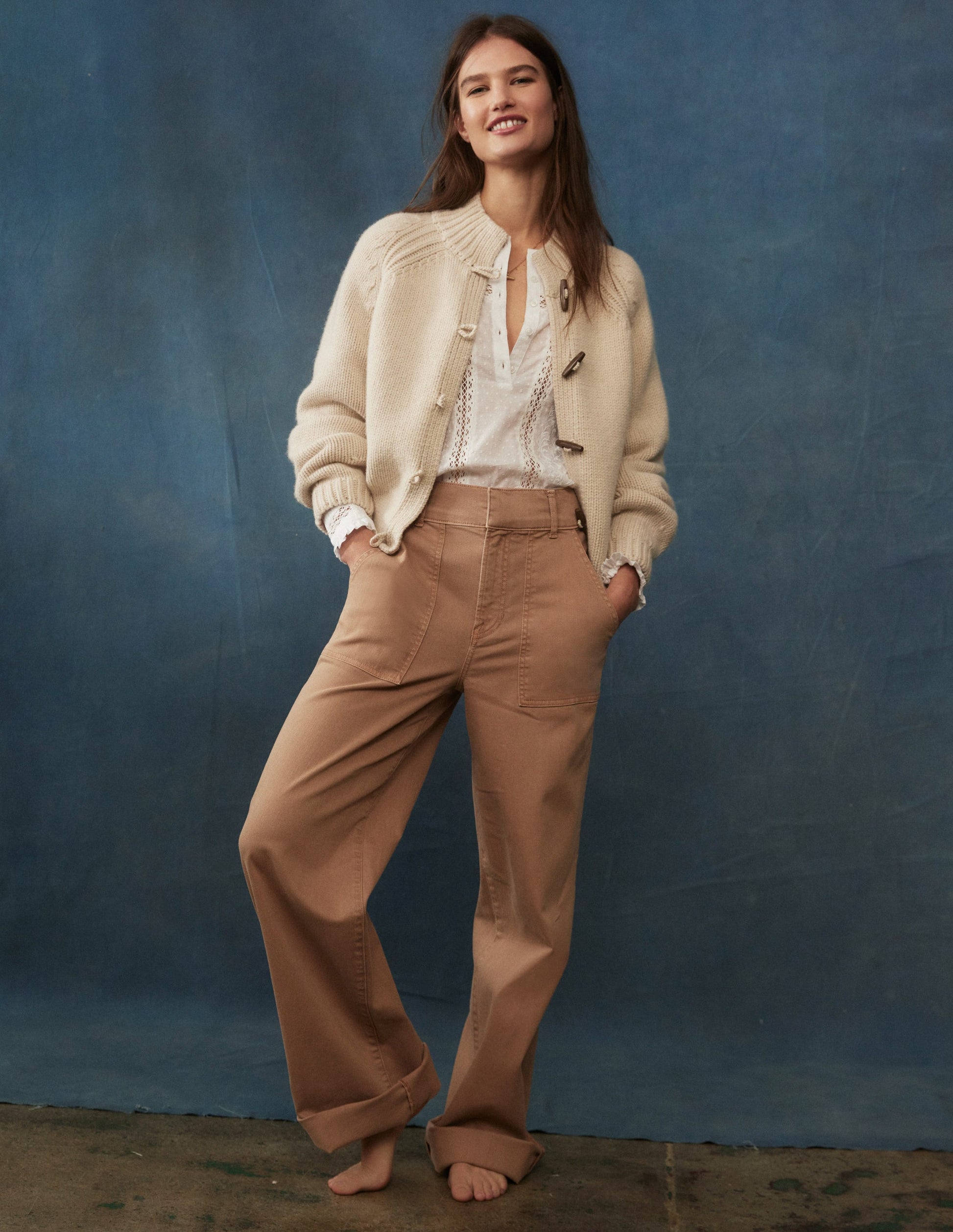 Casual Toggle Cardigan-Warm Ivory-2