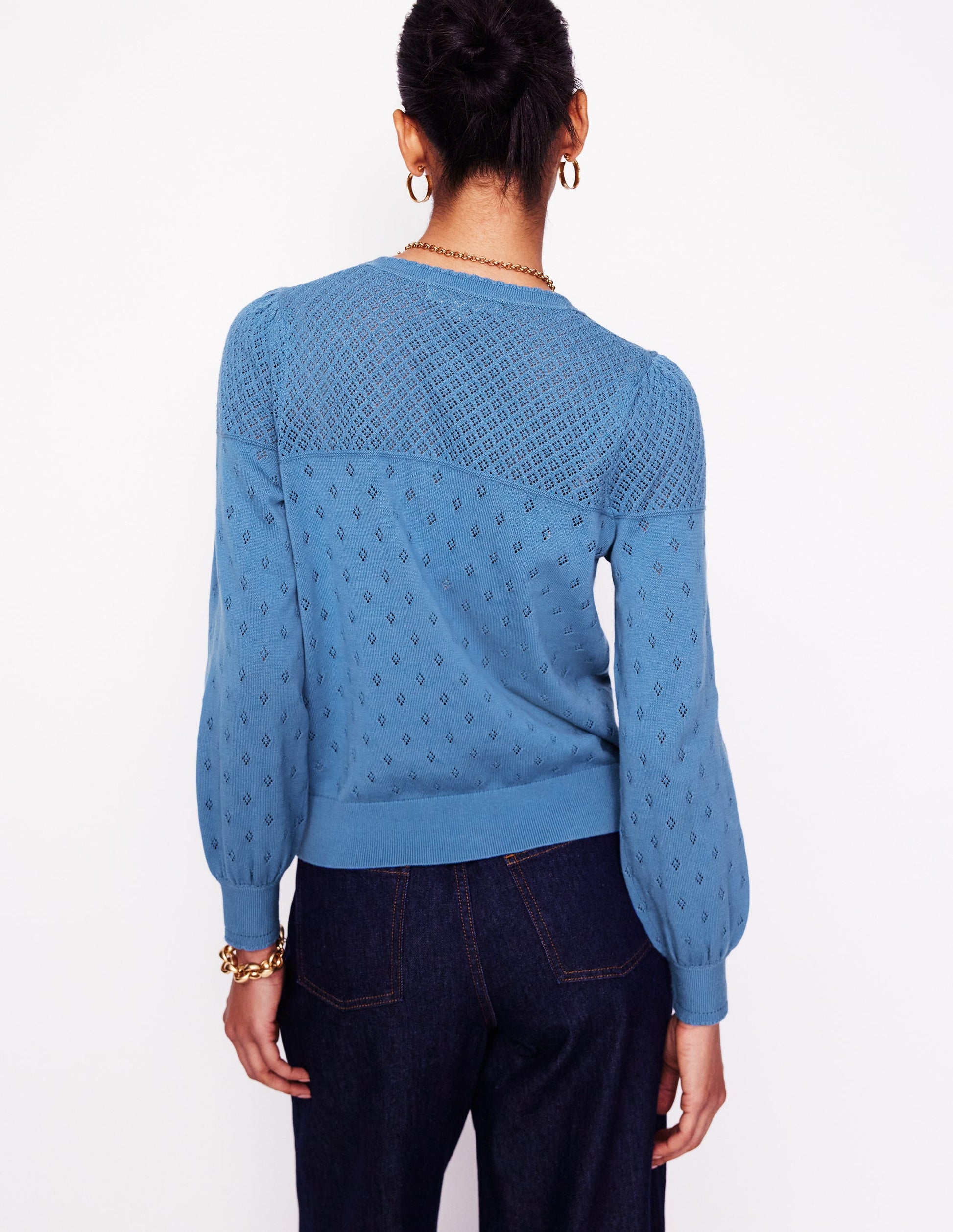 Rosalie Pointelle Cardigan-Blue River Blue-3